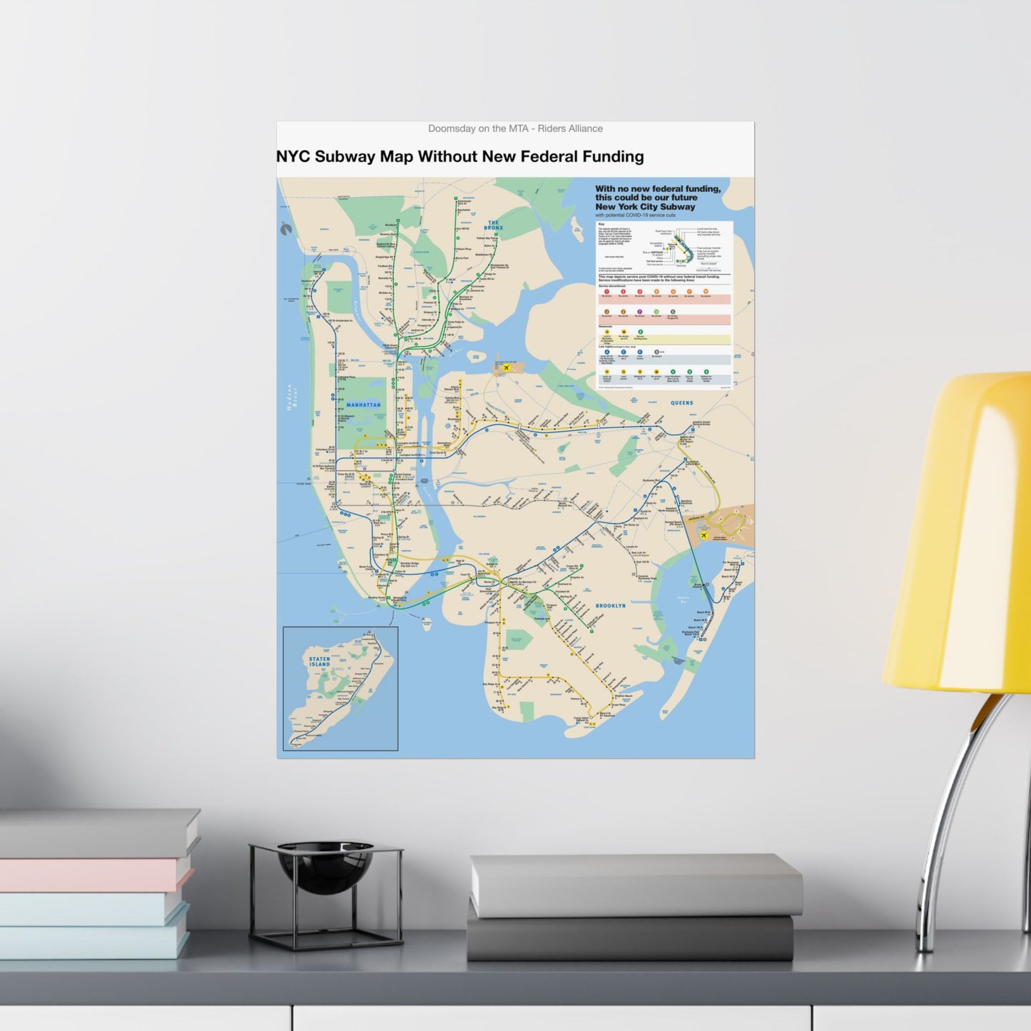 MTA NYC Subway Map 2020 (Without Federal Funding) Poster