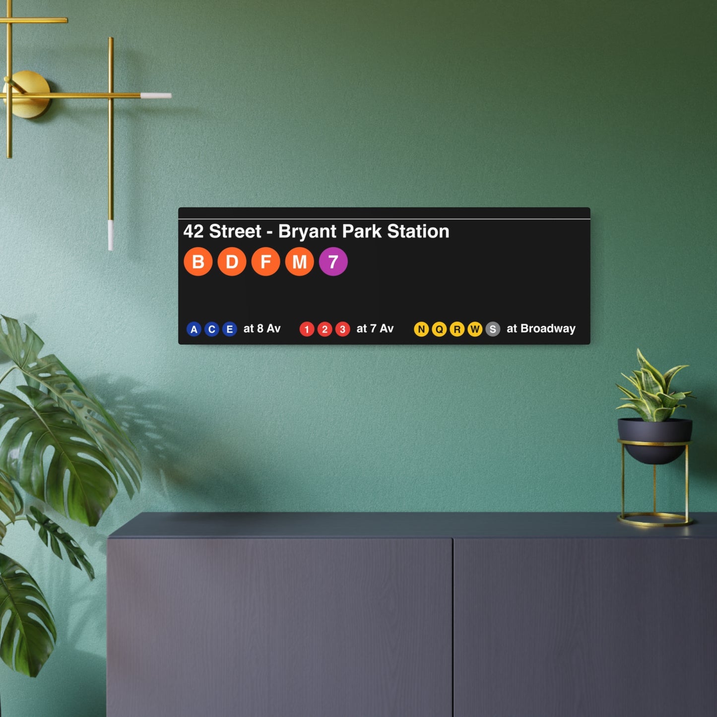 NYC Subway 2025 42 Street-Bryant Station (Helvetica) Metal Art Replica Sign