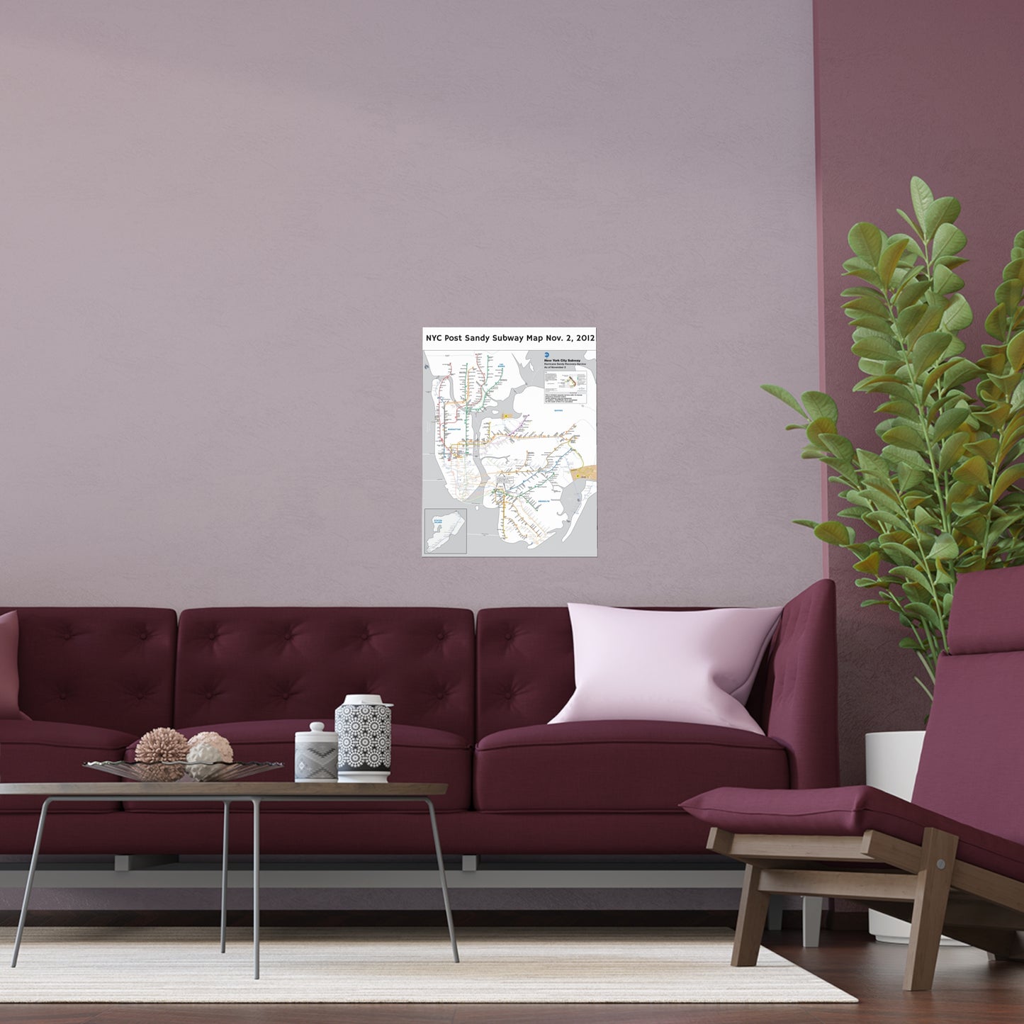 MTA NYC Subway Map (Post Hurricane Sandy) November 2, 2012 (Silk Poster)
