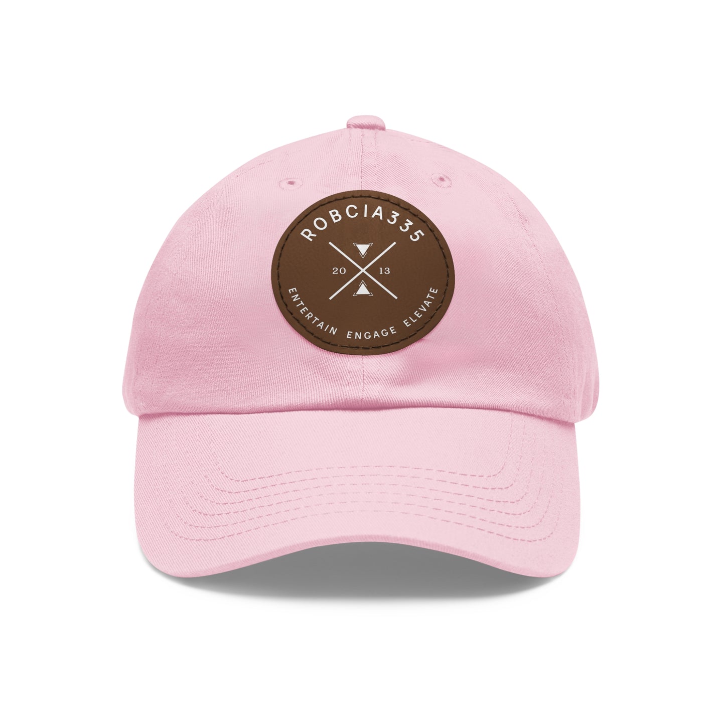 "Robcia335 Est. 2013" Dad Hat with Leather Patch (Round)