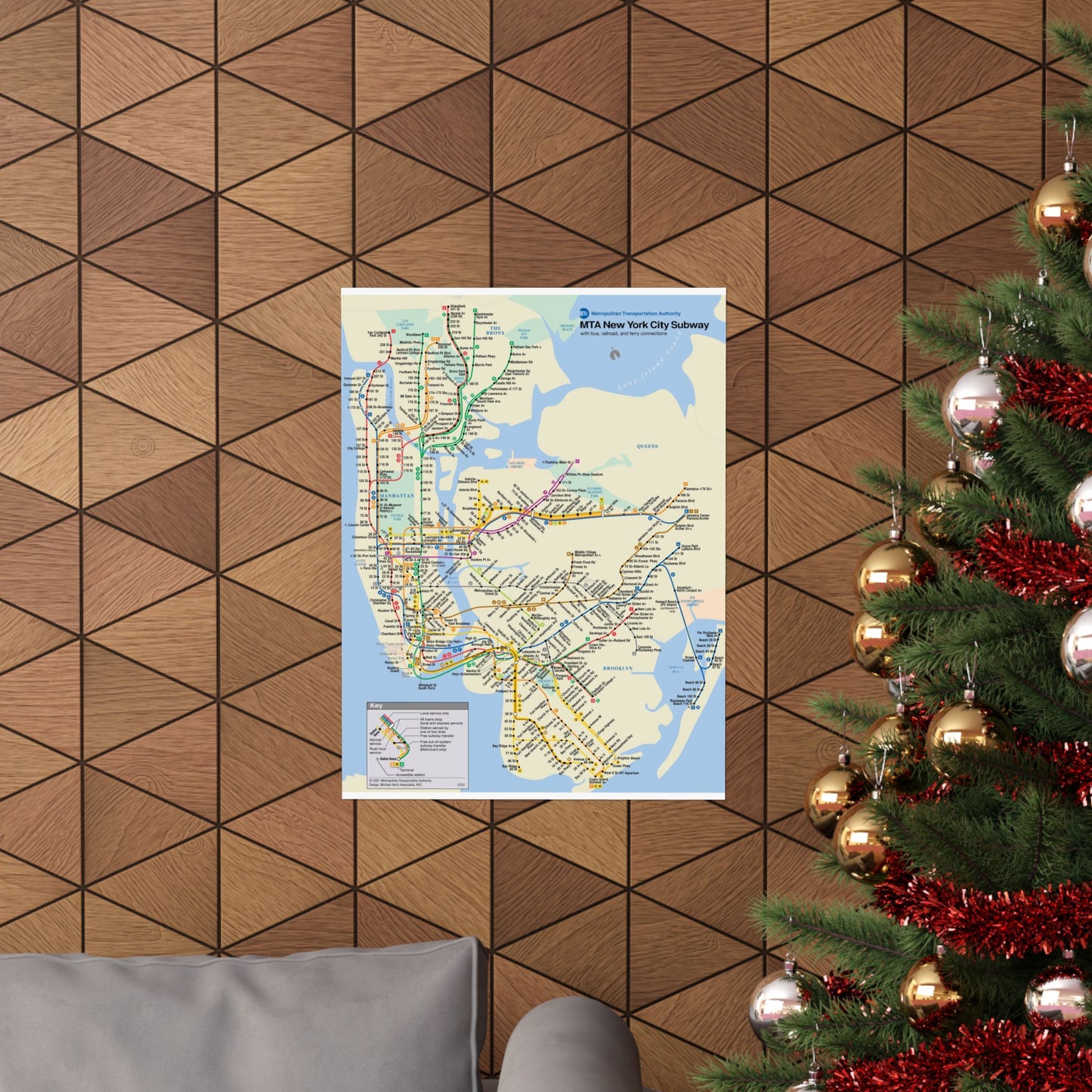 MTA NYC Subway Map Poster December 2001 (3 Months After 9/11)