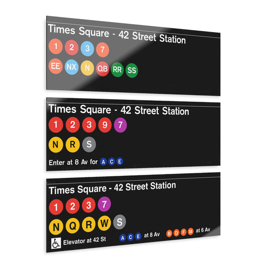 NYC Subway (Times Square Station Bundle) Acrylic Print Set, Wall Art