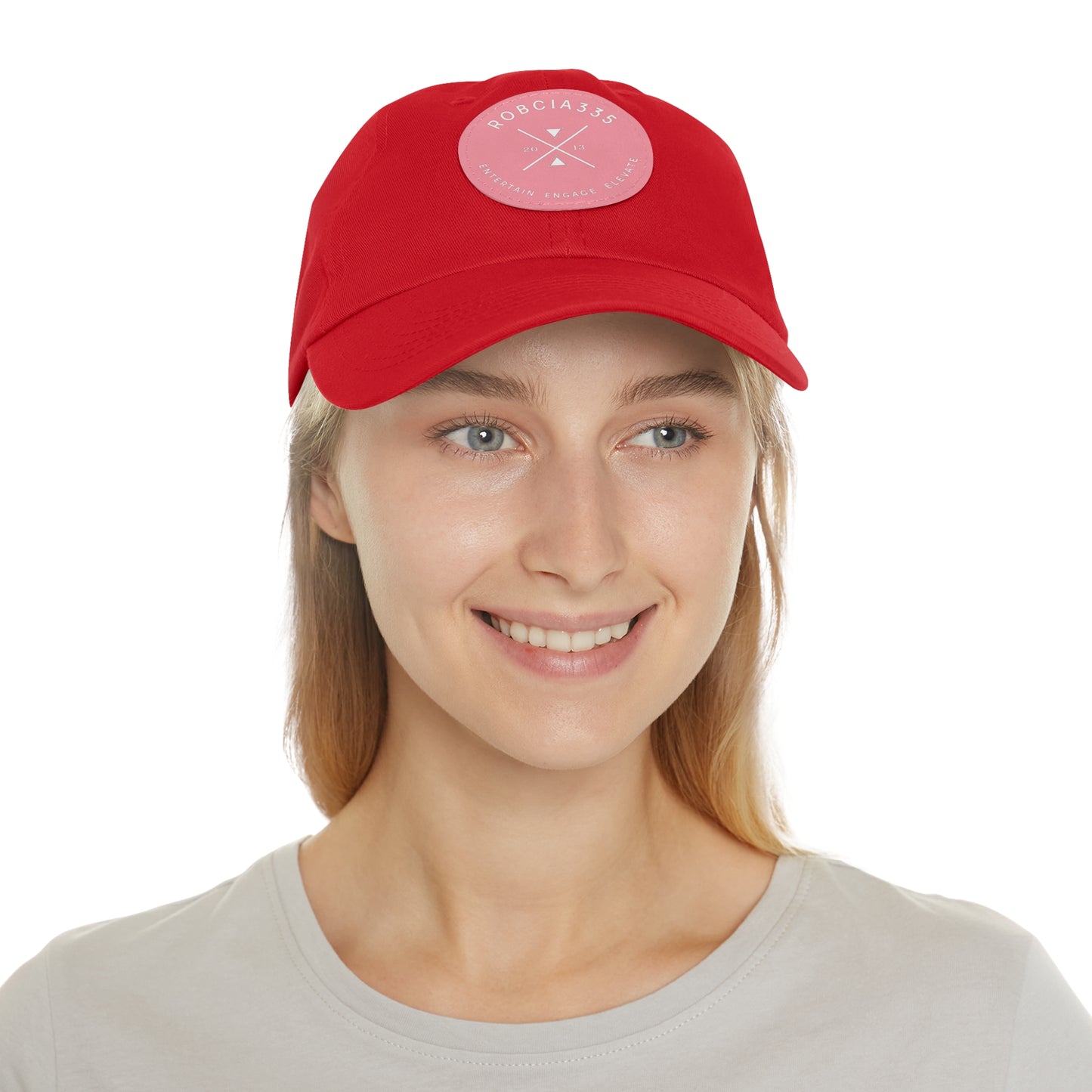 "Robcia335 Est. 2013" Dad Hat with Leather Patch (Round)