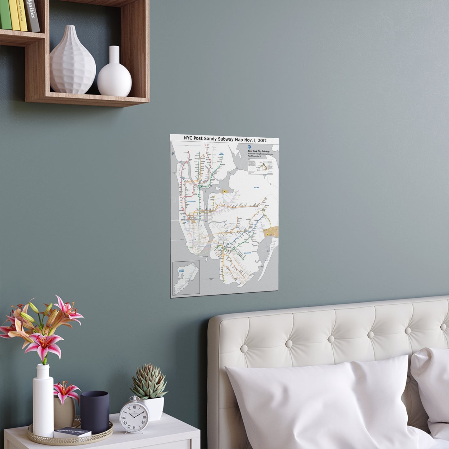 MTA NYC Subway Map (Post Hurricane Sandy) November 1, 2012 (Silk Poster)