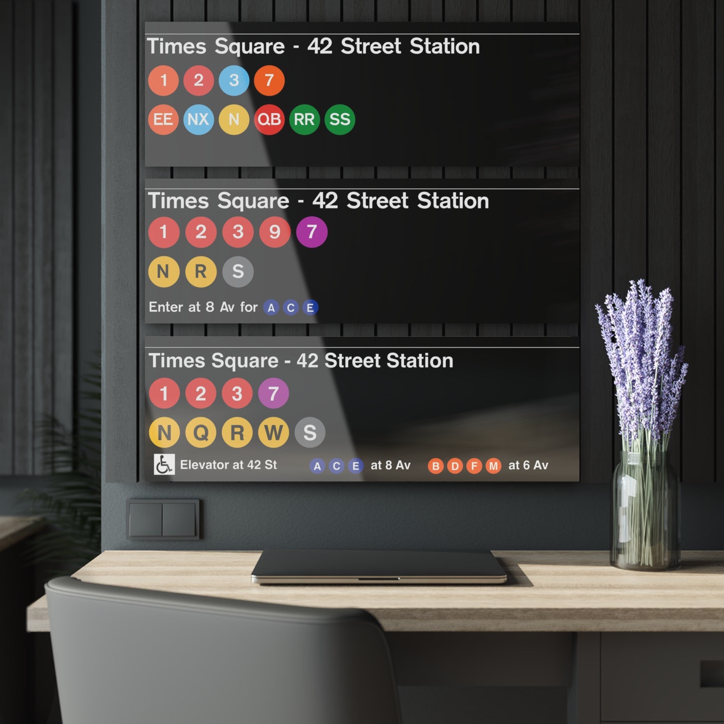 NYC Subway (Times Square Station Bundle) Acrylic Print Set, Wall Art