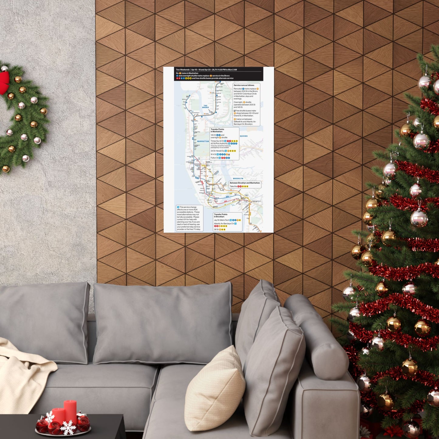 NYC Subway Planned Service Change April 2021 City Map Travel Poster