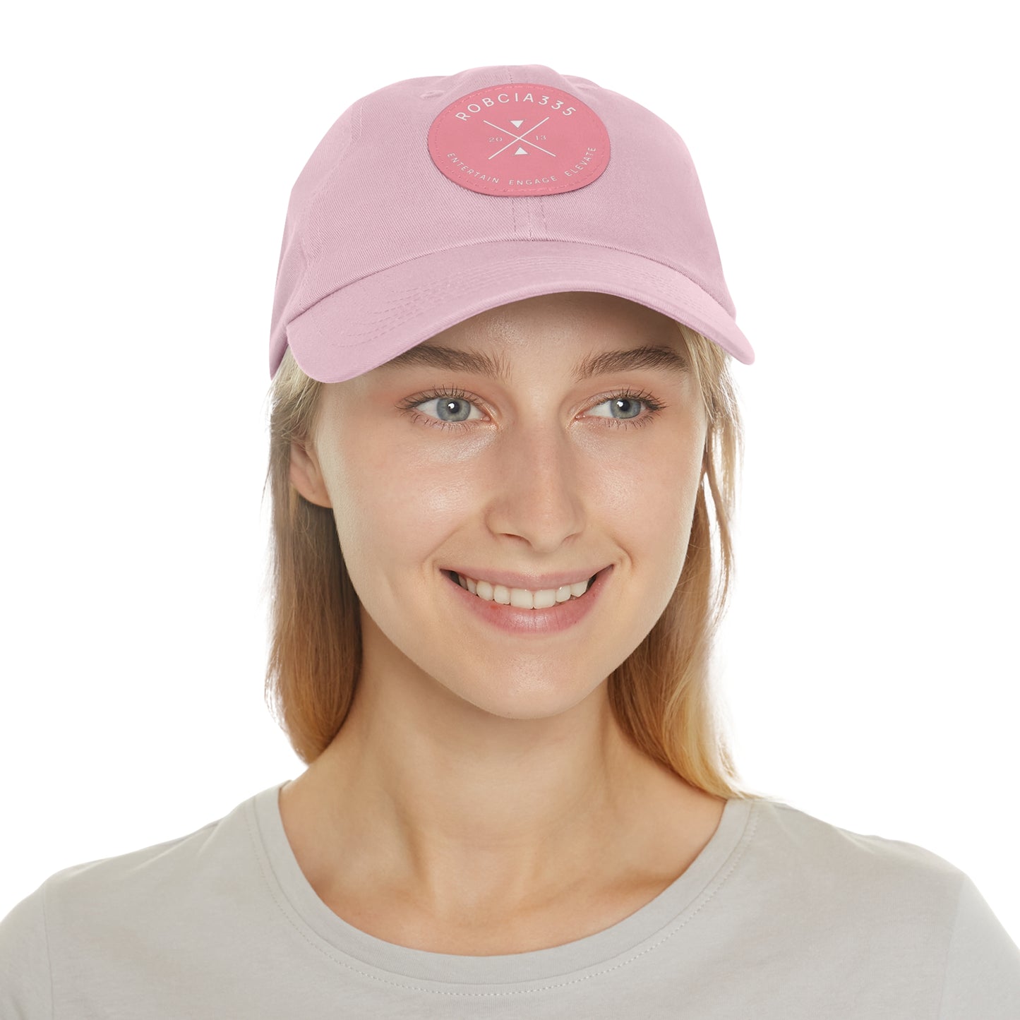 "Robcia335 Est. 2013" Dad Hat with Leather Patch (Round)