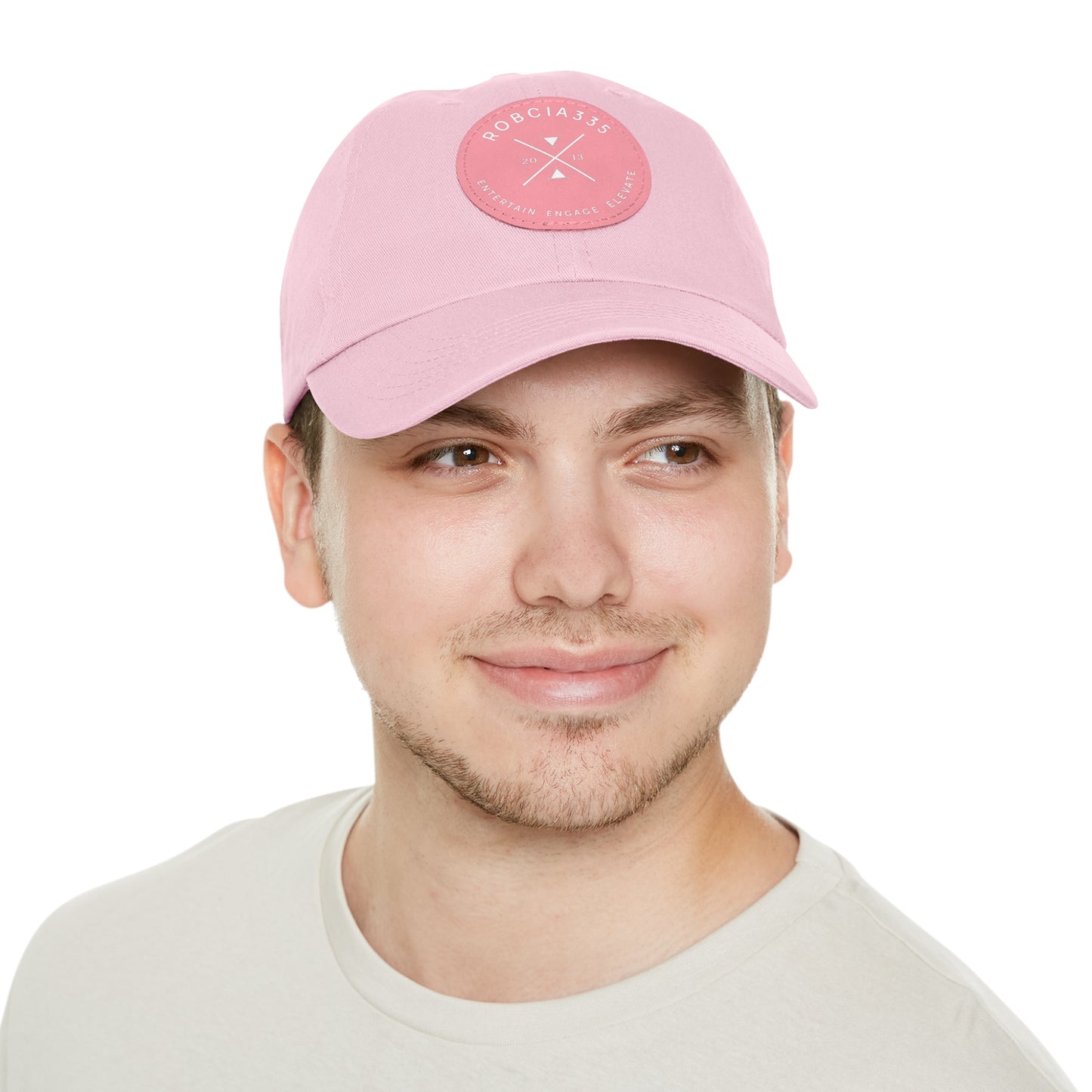 "Robcia335 Est. 2013" Dad Hat with Leather Patch (Round)