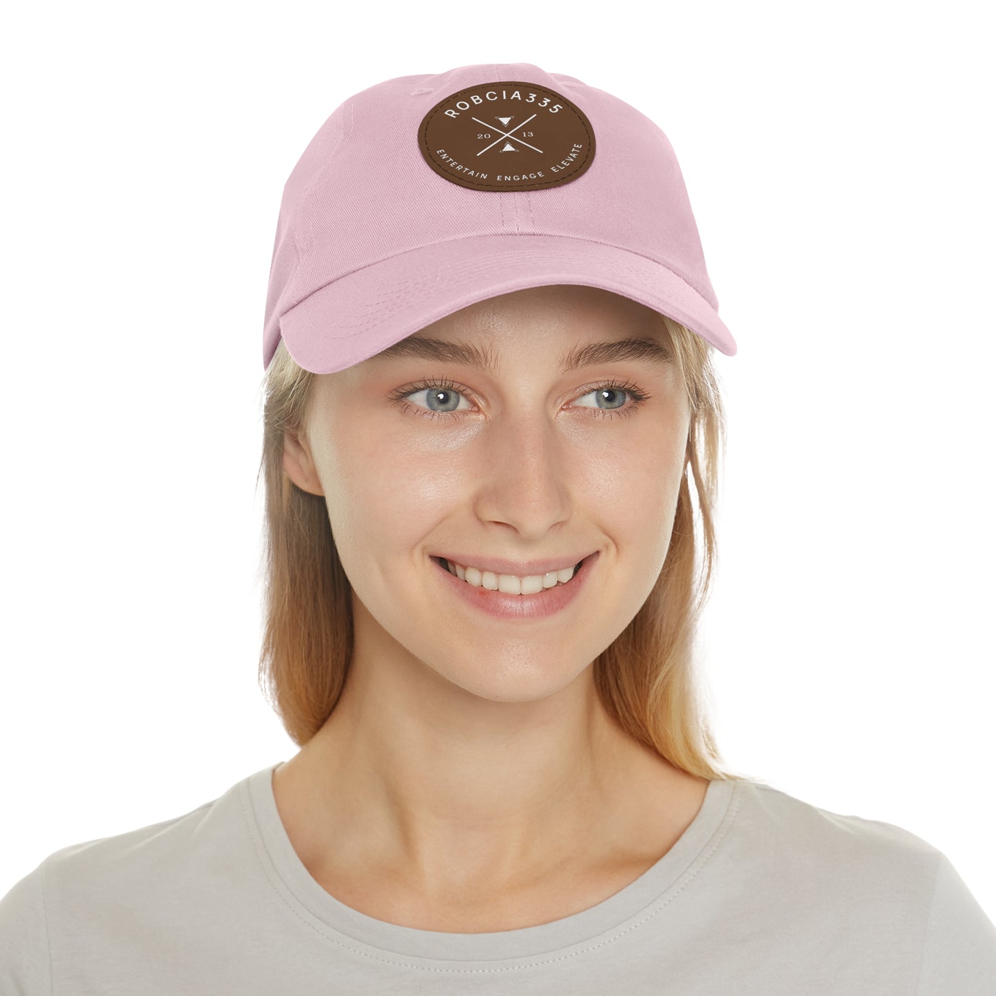 "Robcia335 Est. 2013" Dad Hat with Leather Patch (Round)
