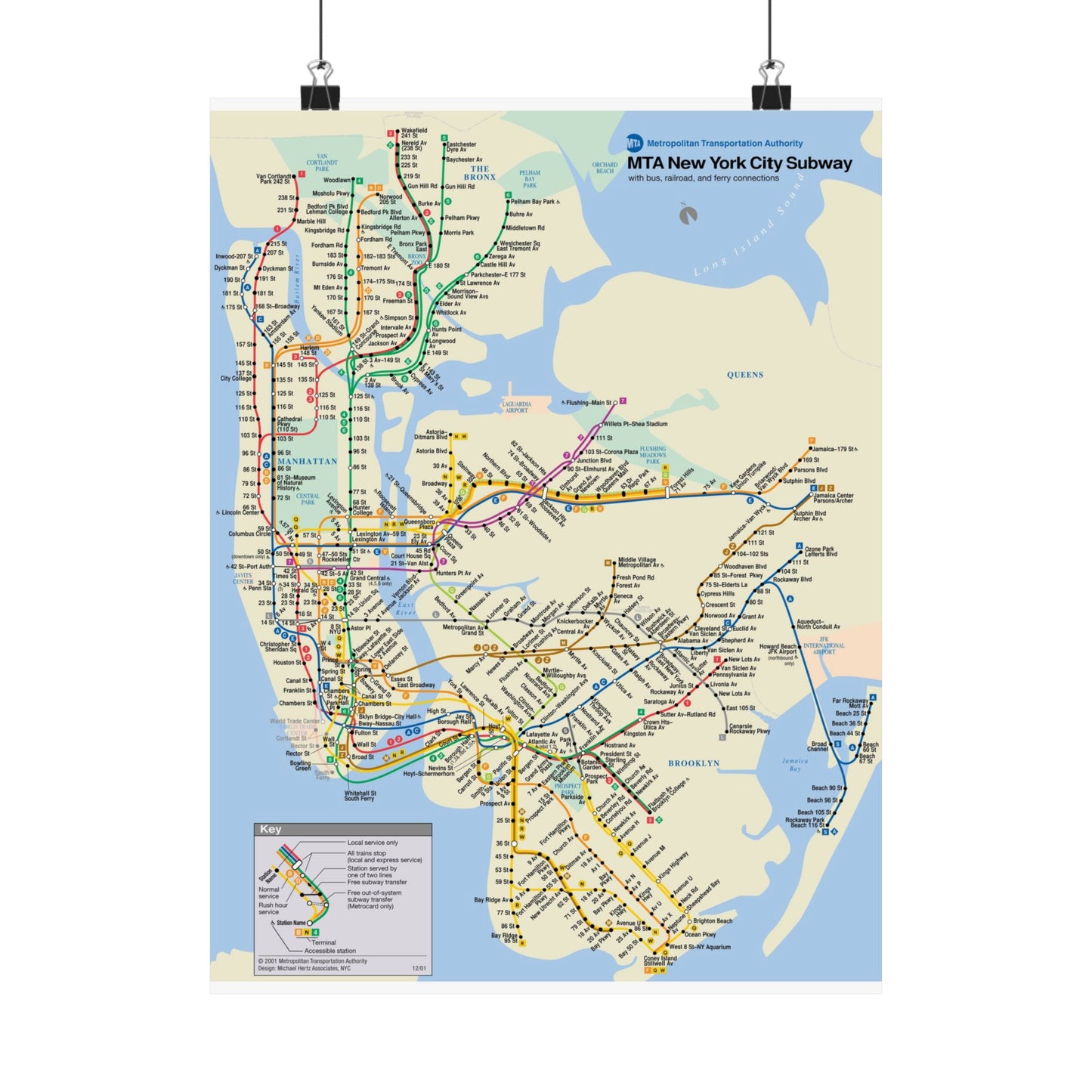 MTA NYC Subway Map Poster December 2001 (3 Months After 9/11)