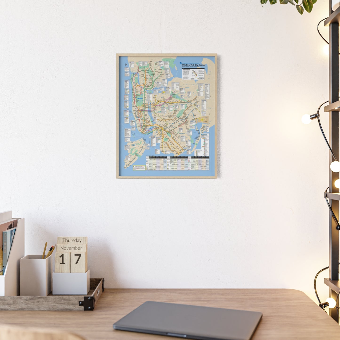 MTA NYC Subway Map April 2007 Poster with Wooden Frame - Wall Art, Home Decor