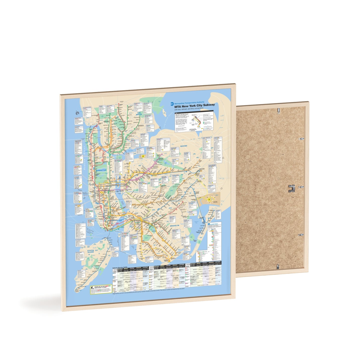 MTA NYC Subway Map April 2007 Poster with Wooden Frame - Wall Art, Home Decor
