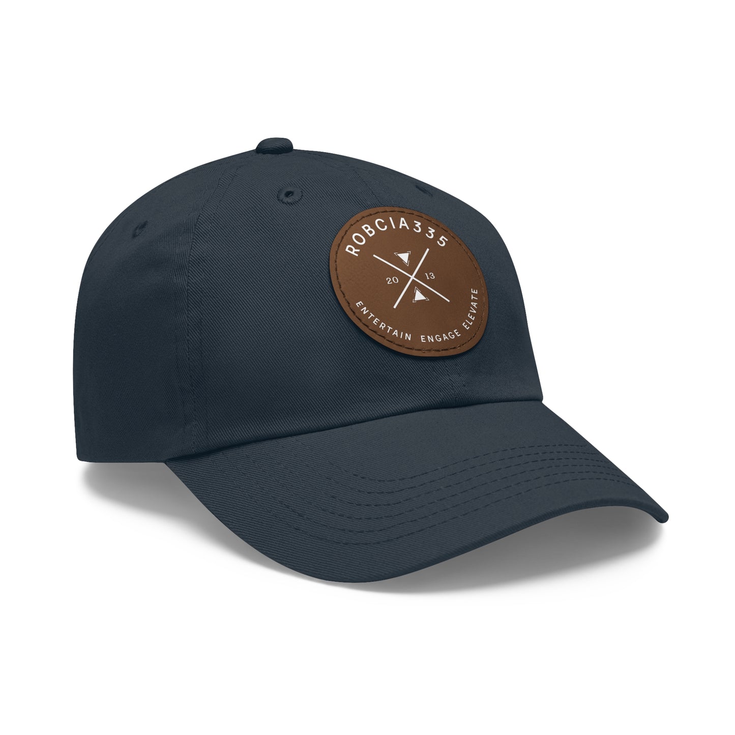"Robcia335 Est. 2013" Dad Hat with Leather Patch (Round)