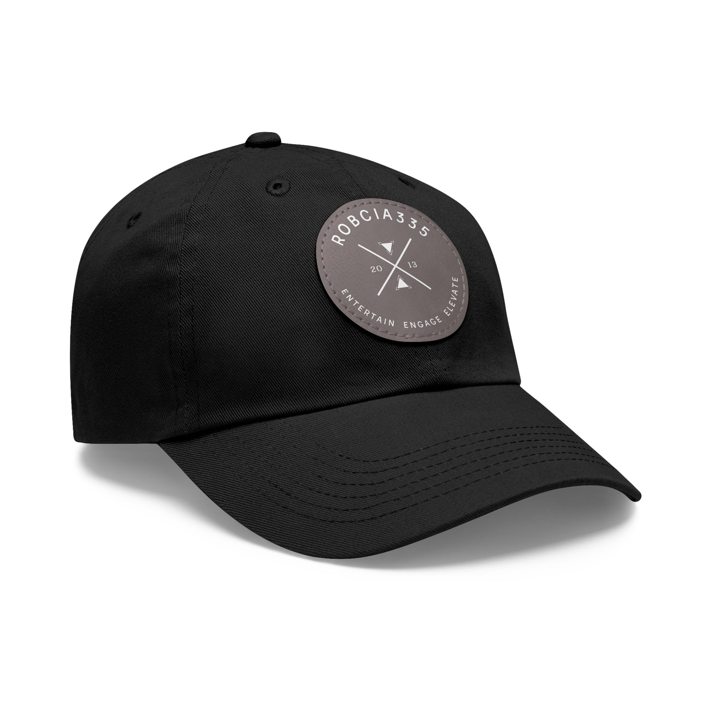 "Robcia335 Est. 2013" Dad Hat with Leather Patch (Round)
