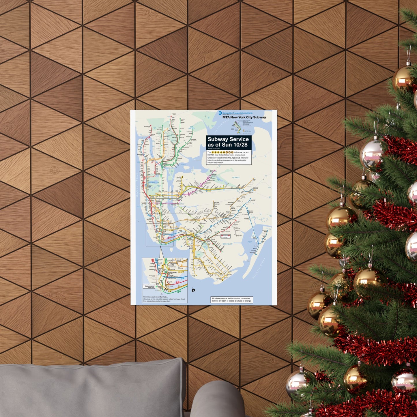 MTA NYC Subway Map Poster October 28, 2001 (1 Month After 9/11)
