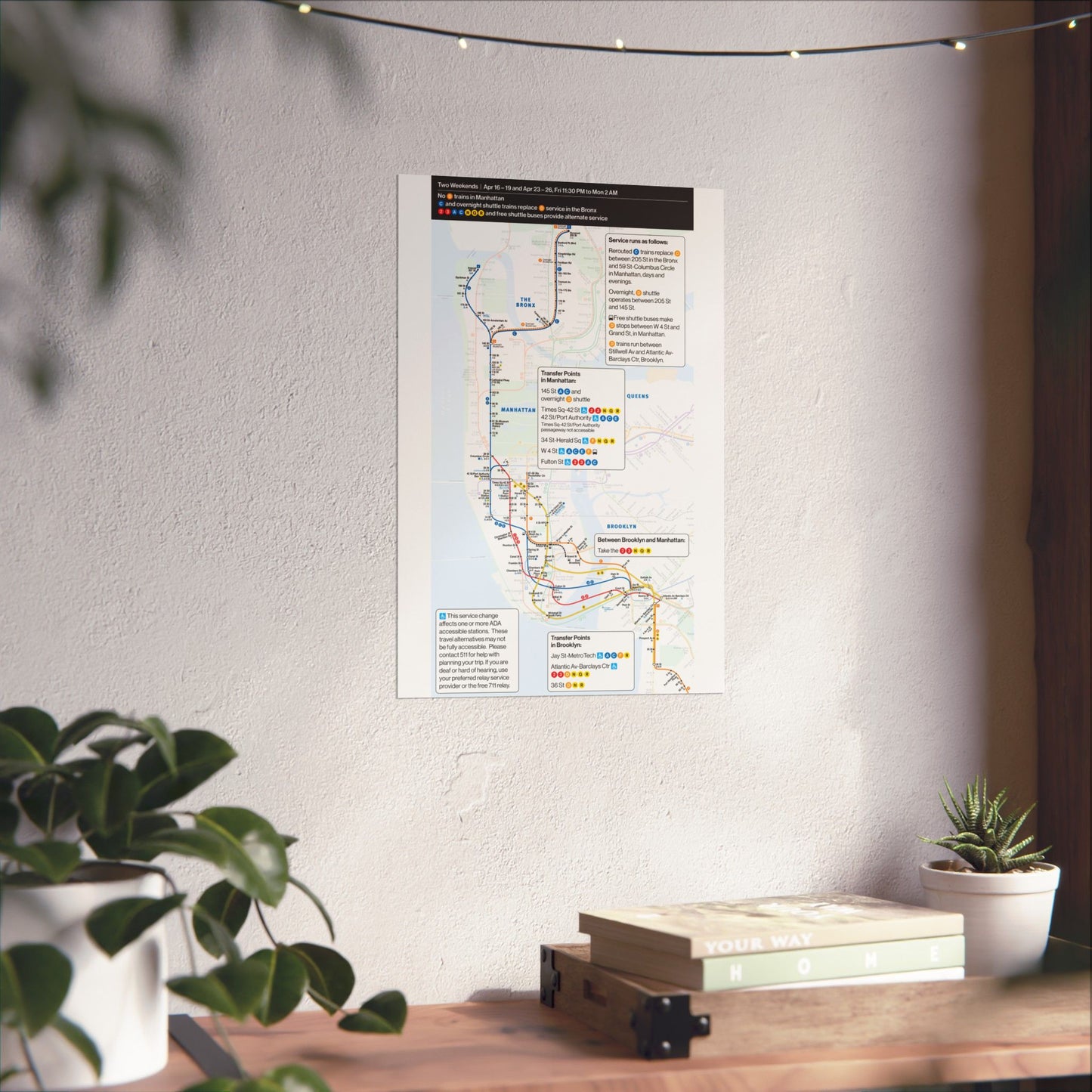 NYC Subway Planned Service Change April 2021 City Map Travel Poster