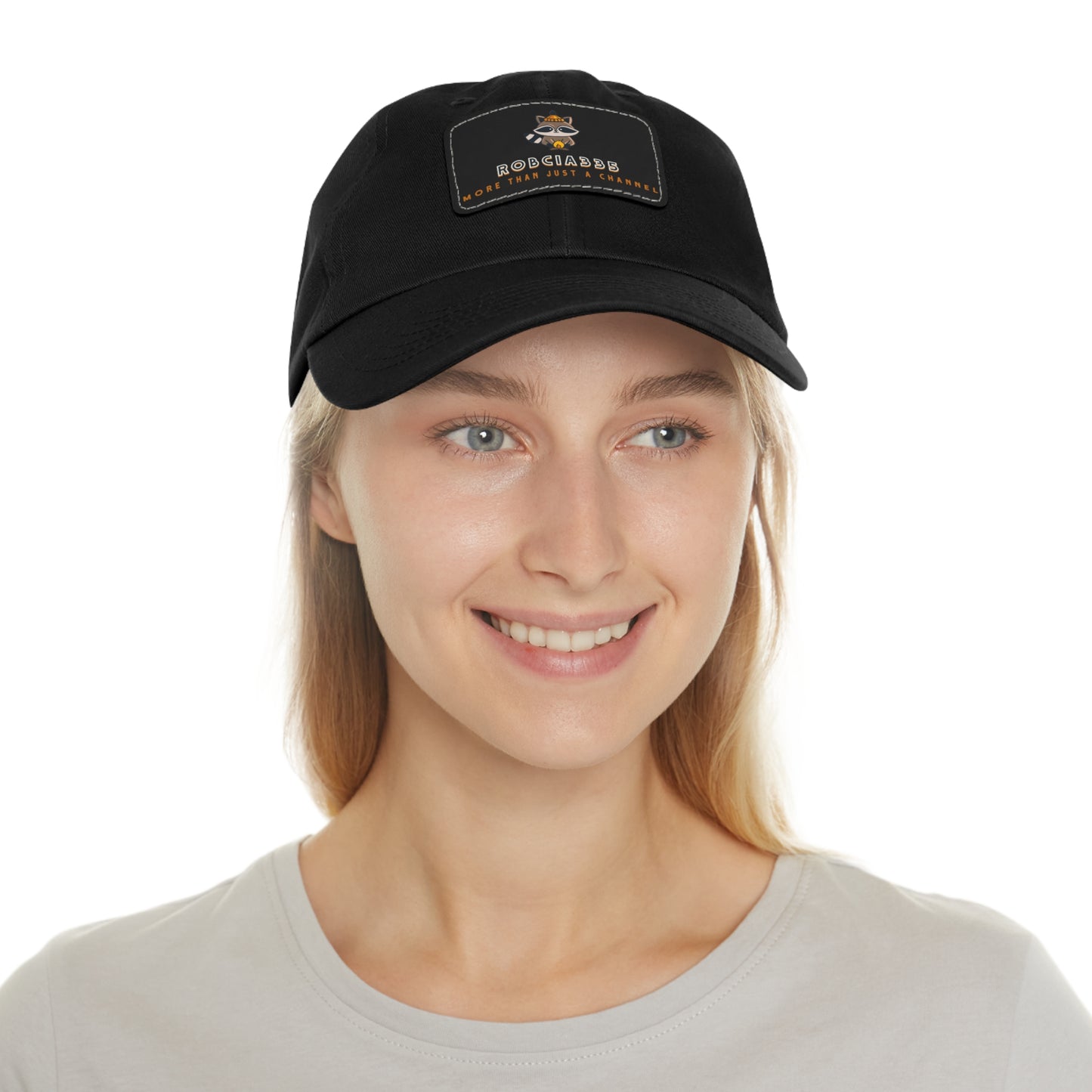 Robcia335 "Racoon" Dad Hat with Leather Patch (Rectangle)
