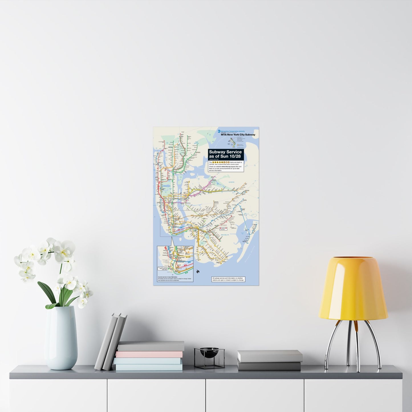 MTA NYC Subway Map Poster October 28, 2001 (1 Month After 9/11)