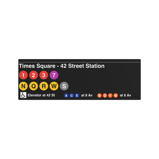 NYC Subway 2025 Times Square Station (Helvetica) Metal Art Replica Sign
