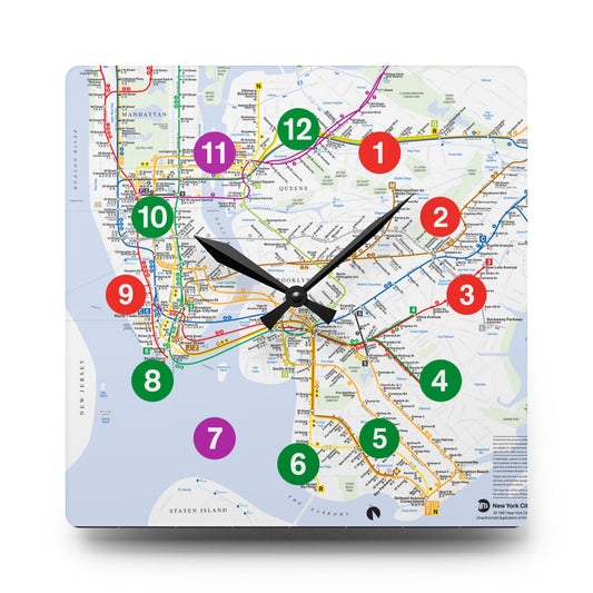 Acrylic (IRT Subway/With Map) Wall Clock