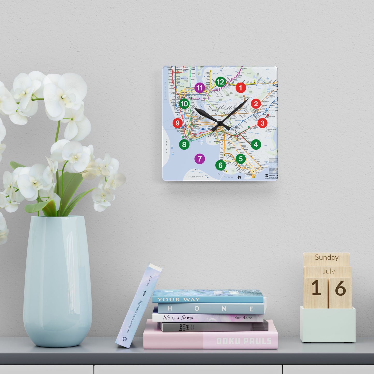 Acrylic (IRT Subway/With Map) Wall Clock