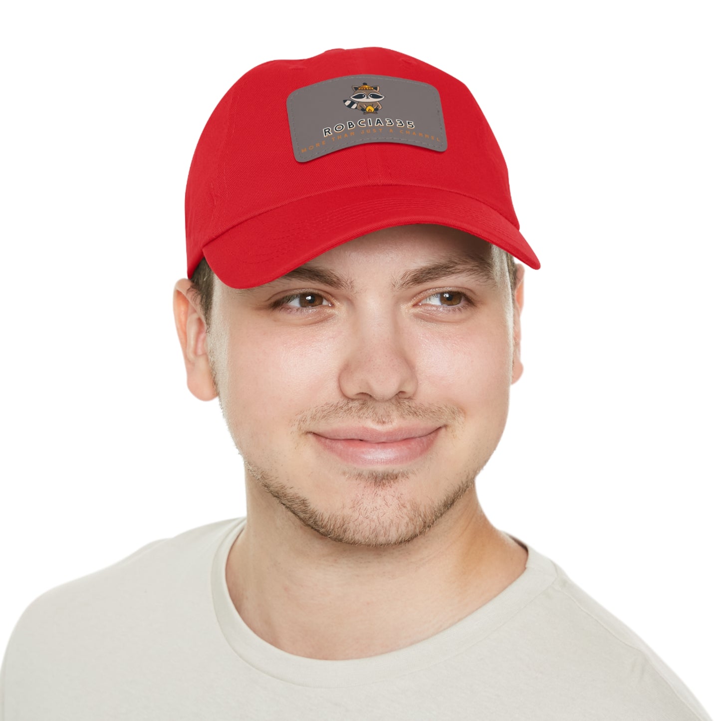 Robcia335 "Racoon" Dad Hat with Leather Patch (Rectangle)