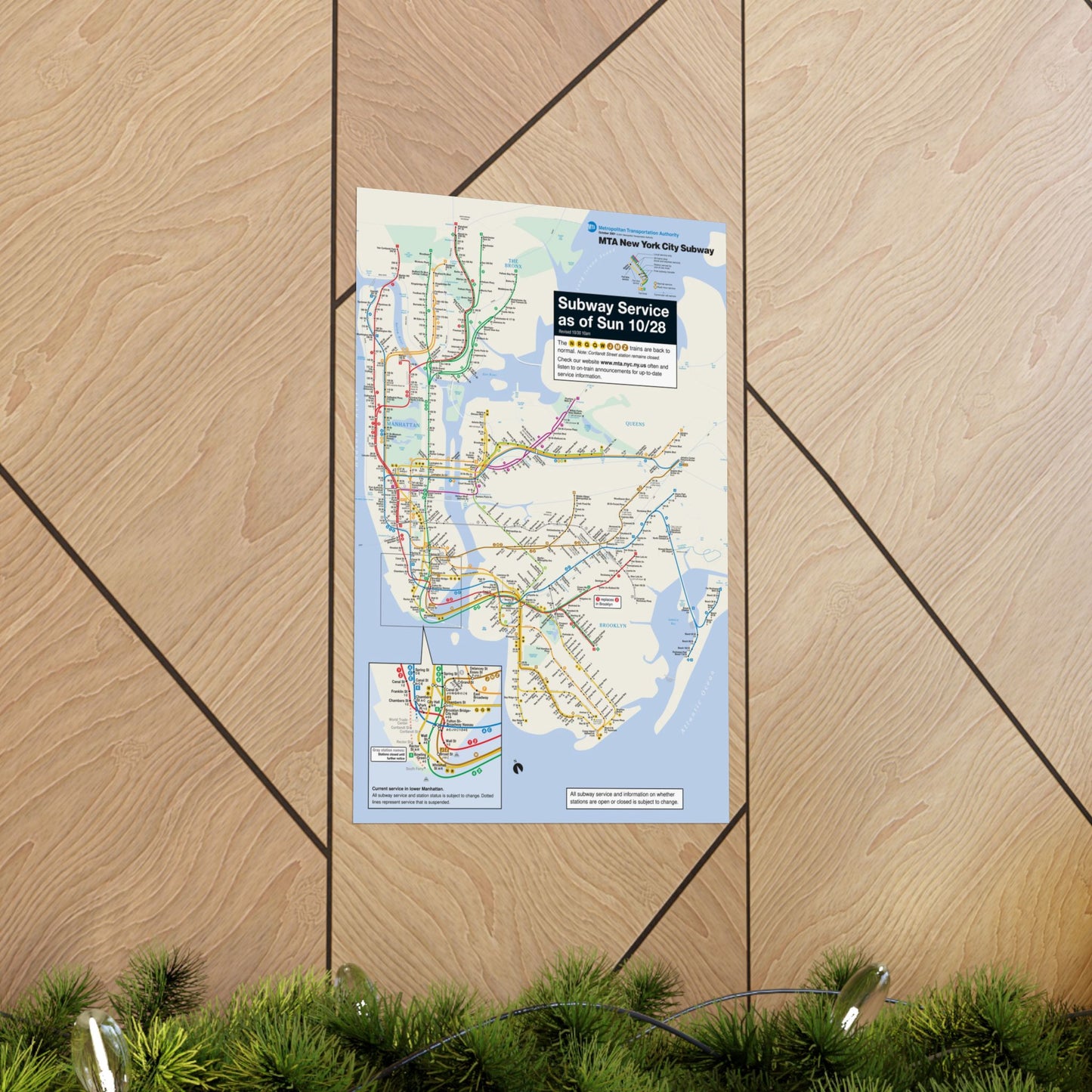 MTA NYC Subway Map Poster October 28, 2001 (1 Month After 9/11)