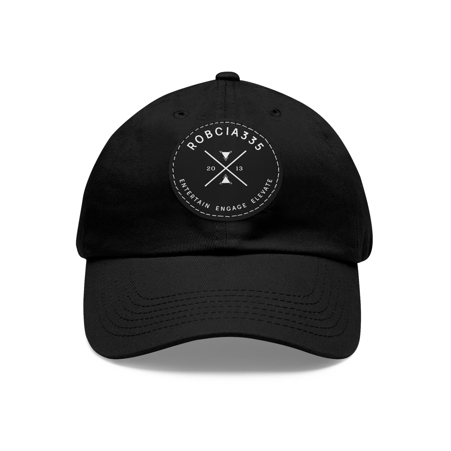"Robcia335 Est. 2013" Dad Hat with Leather Patch (Round)