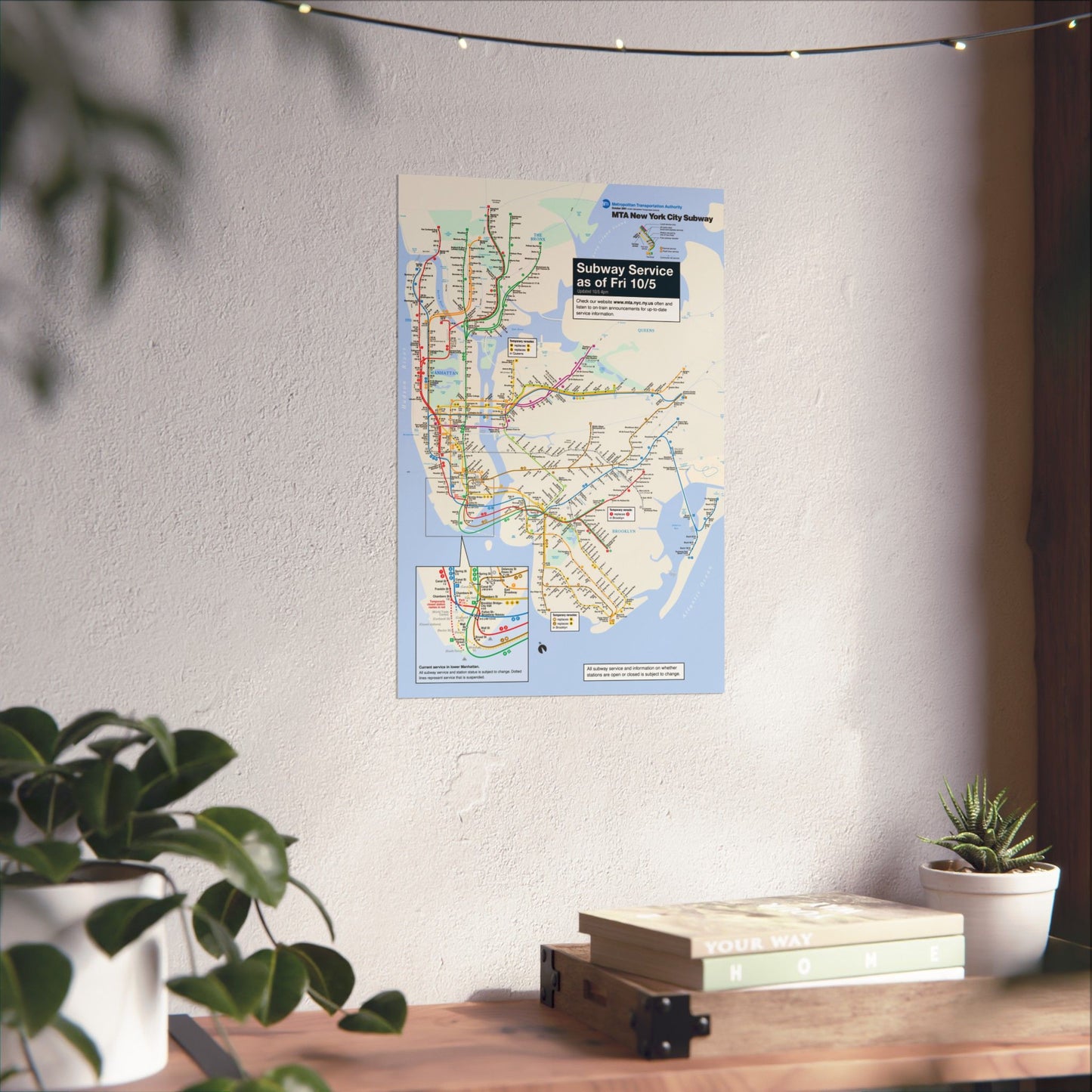 MTA NYC Subway Map Poster October 5, 2001 (1 Month After 9/11)