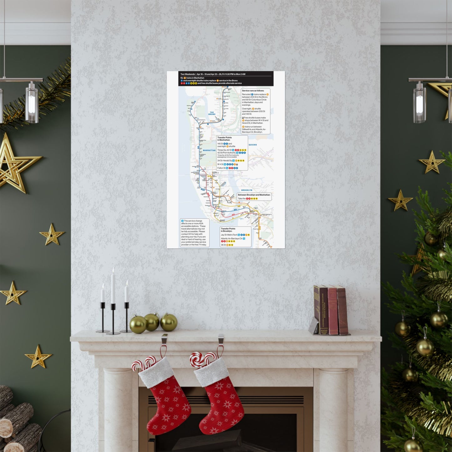 NYC Subway Planned Service Change April 2021 City Map Travel Poster