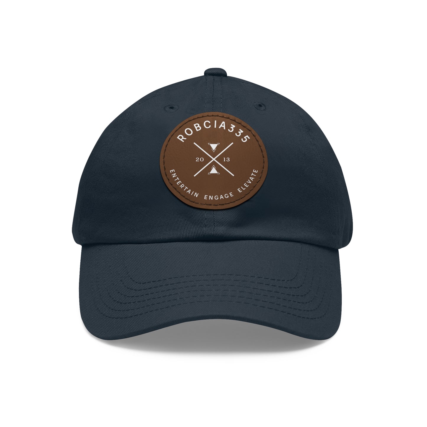 "Robcia335 Est. 2013" Dad Hat with Leather Patch (Round)