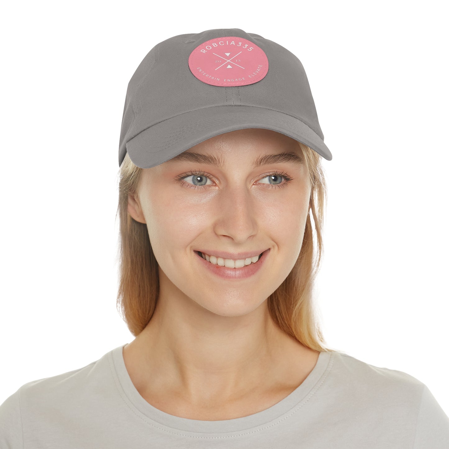 "Robcia335 Est. 2013" Dad Hat with Leather Patch (Round)