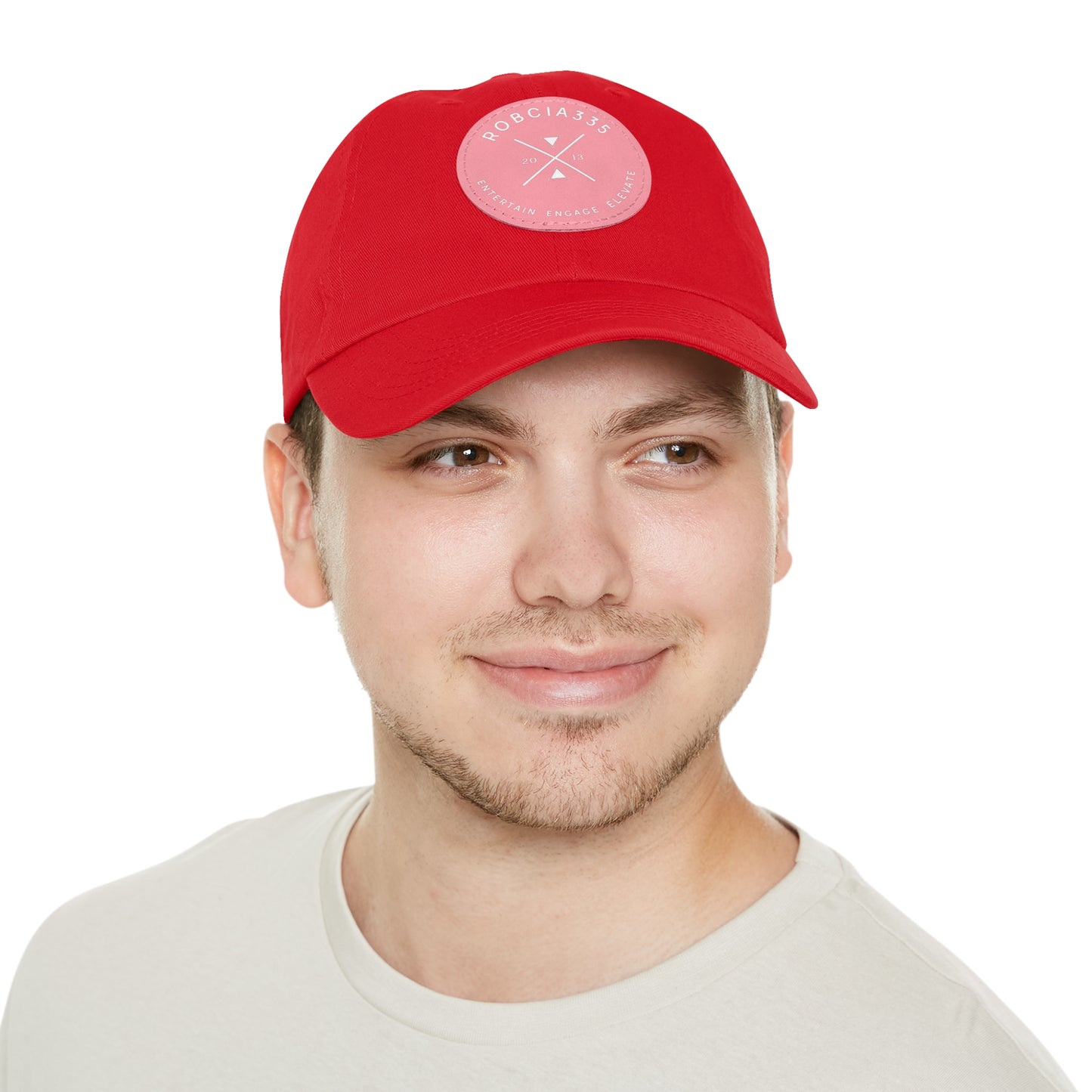 "Robcia335 Est. 2013" Dad Hat with Leather Patch (Round)