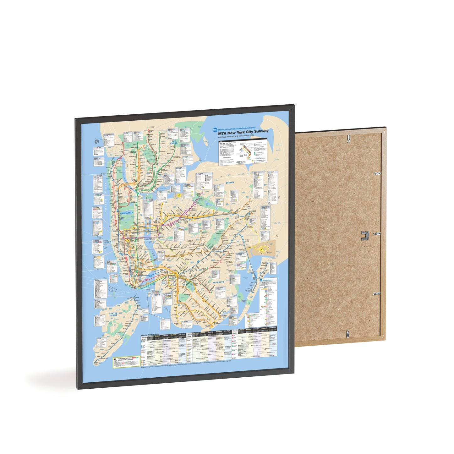 MTA NYC Subway Map April 2007 Poster with Wooden Frame - Wall Art, Home Decor