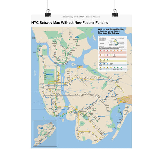 MTA NYC Subway Map 2020 (Without Federal Funding) Poster
