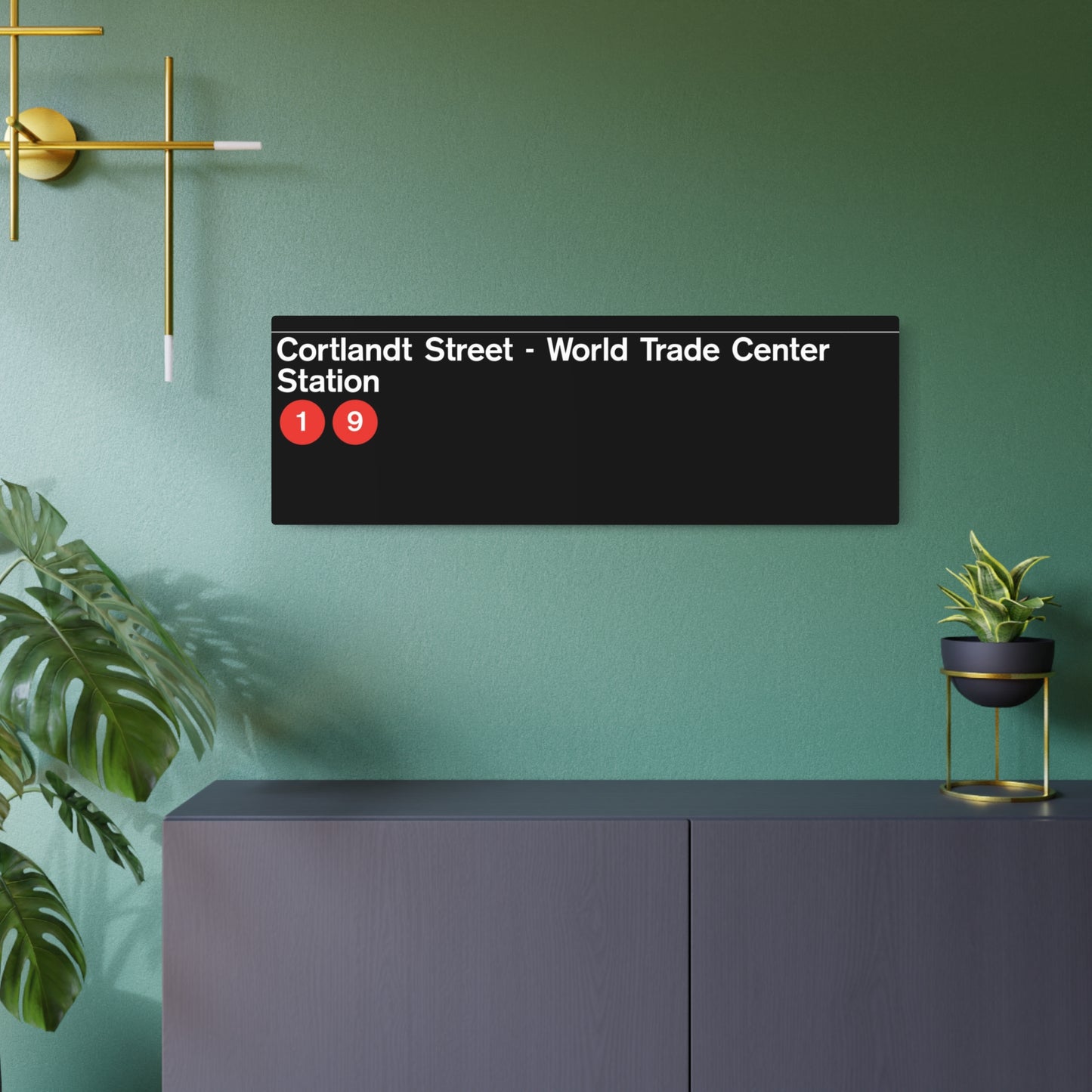 NYC Subway 1990s/2000s WTC Cortlandt St (Standard) Metal Art Replica Sign
