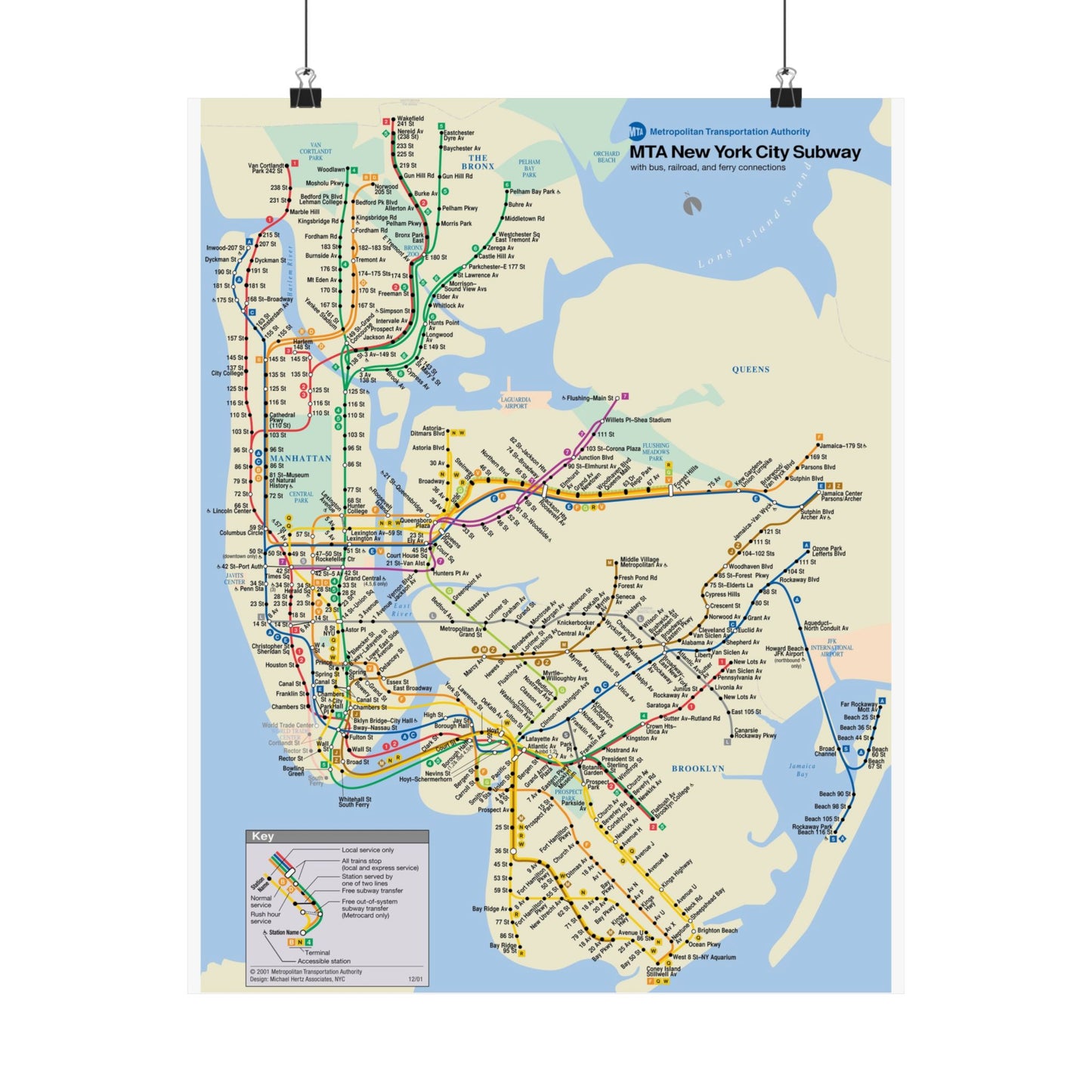 MTA NYC Subway Map Poster December 2001 (3 Months After 9/11)
