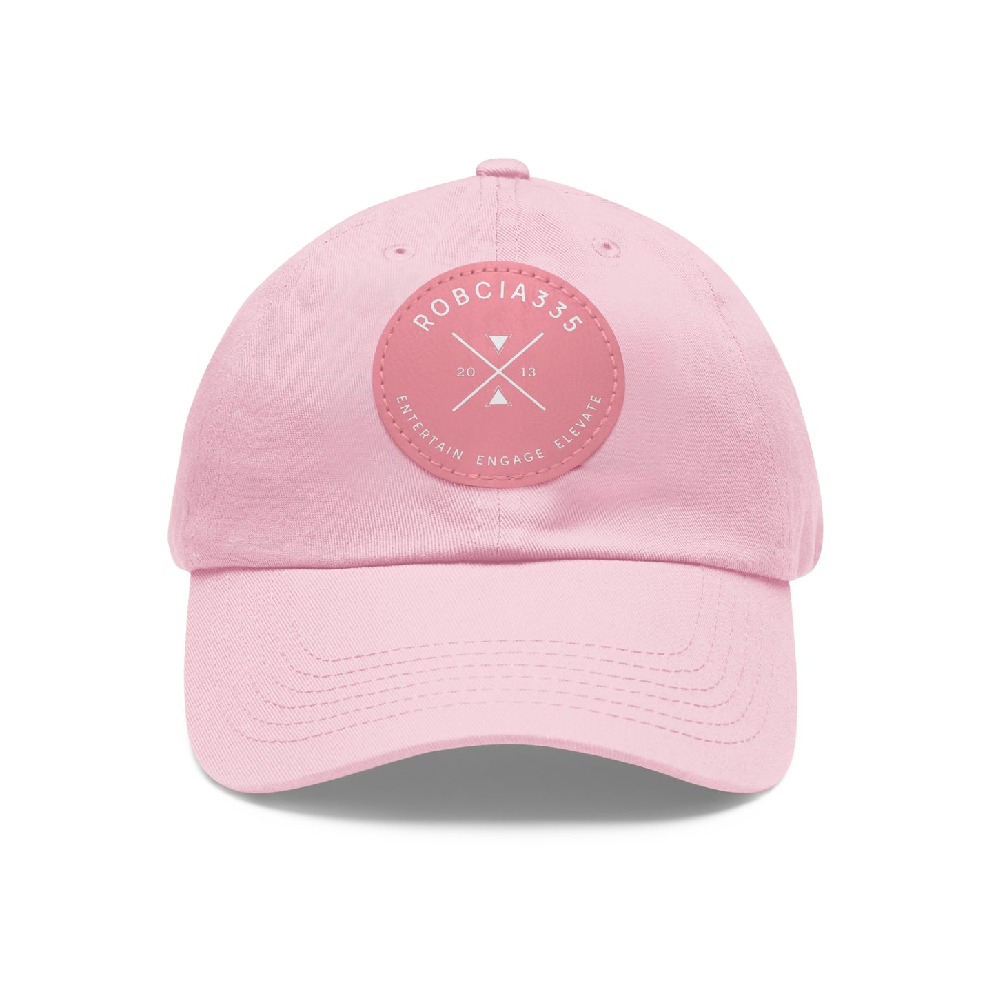 "Robcia335 Est. 2013" Dad Hat with Leather Patch (Round)