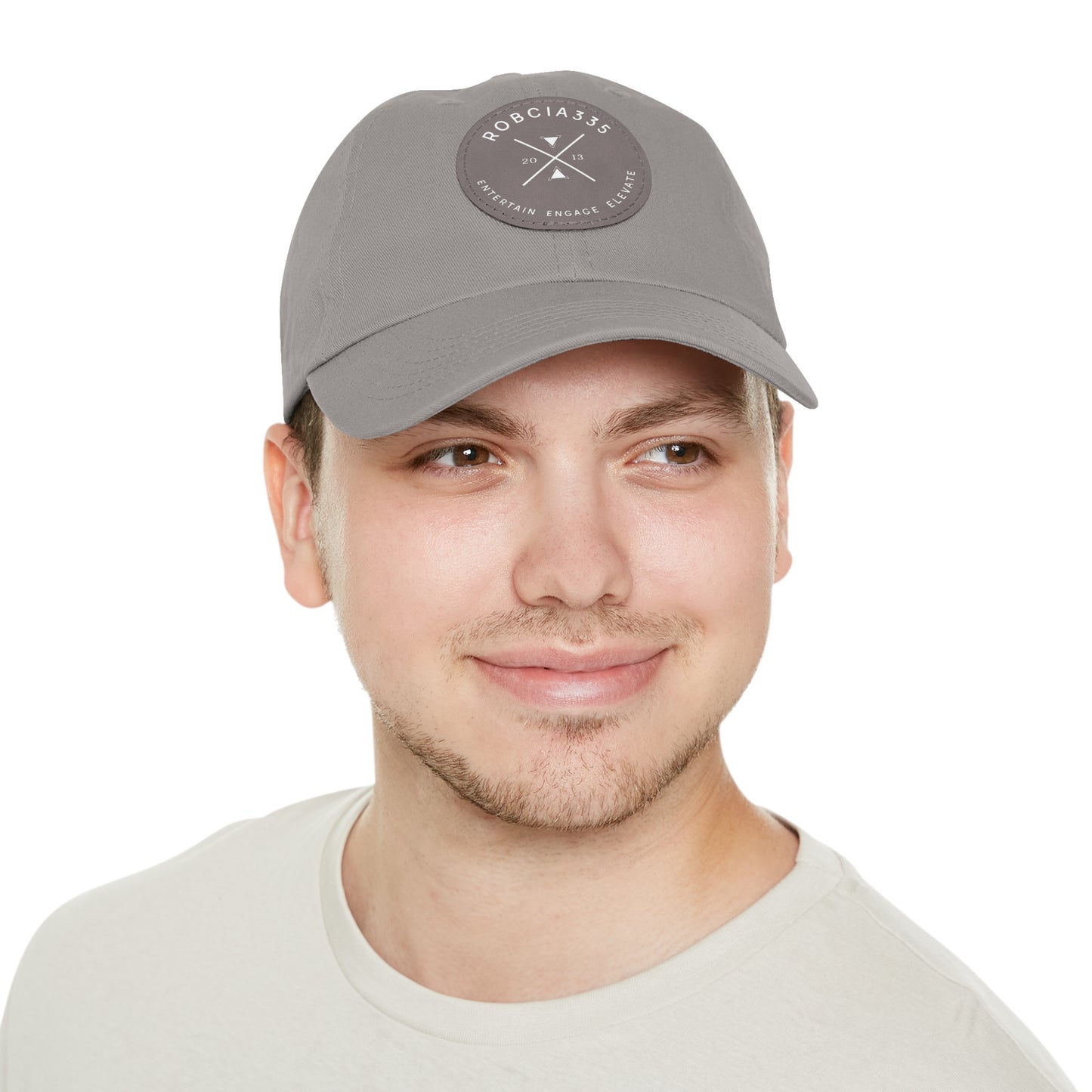 "Robcia335 Est. 2013" Dad Hat with Leather Patch (Round)