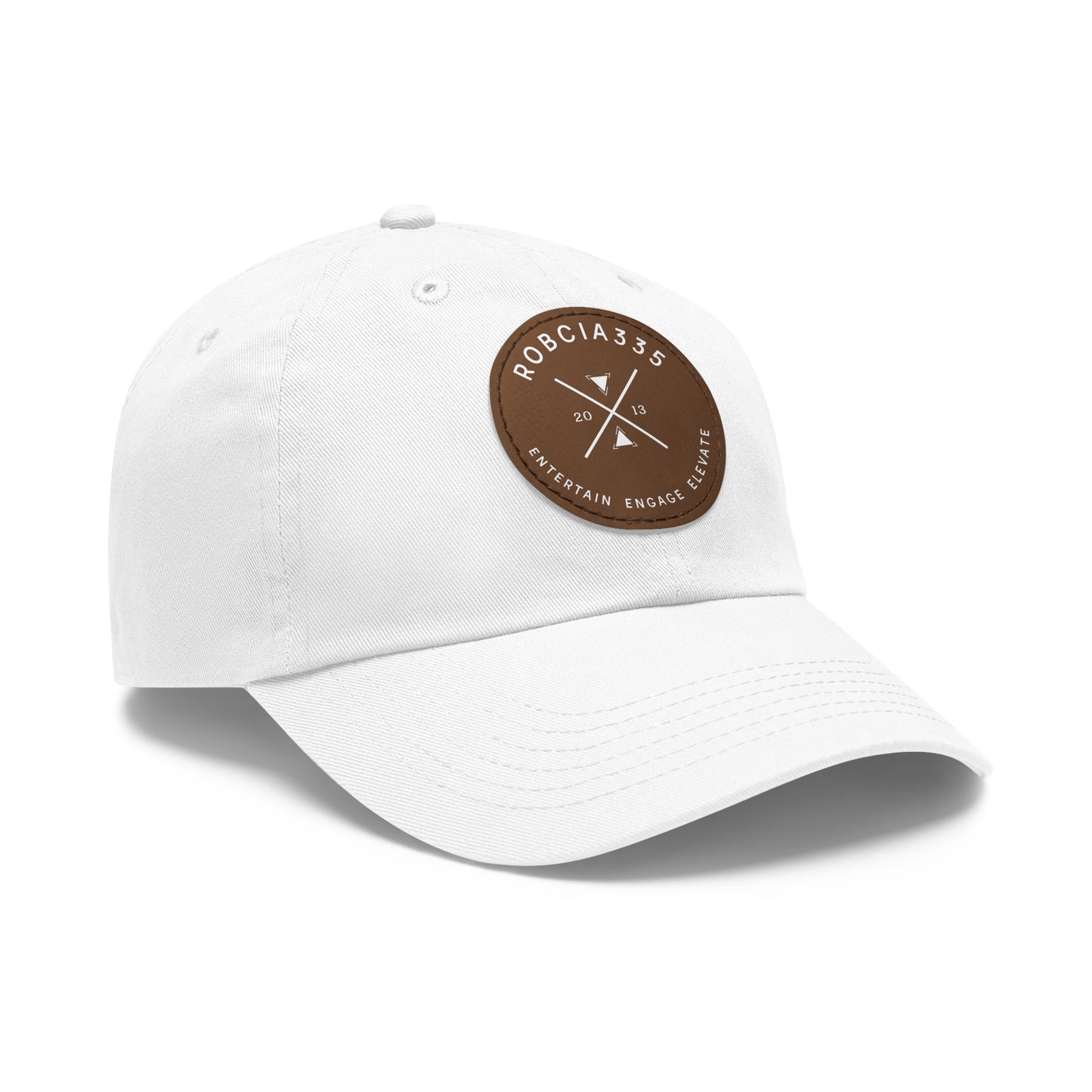 "Robcia335 Est. 2013" Dad Hat with Leather Patch (Round)