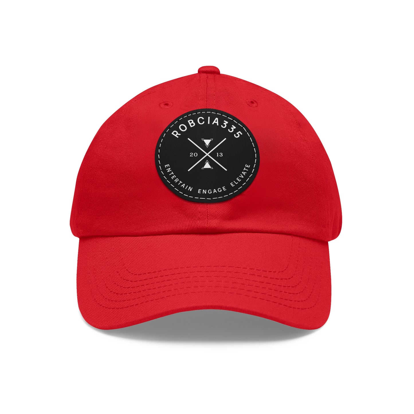 "Robcia335 Est. 2013" Dad Hat with Leather Patch (Round)