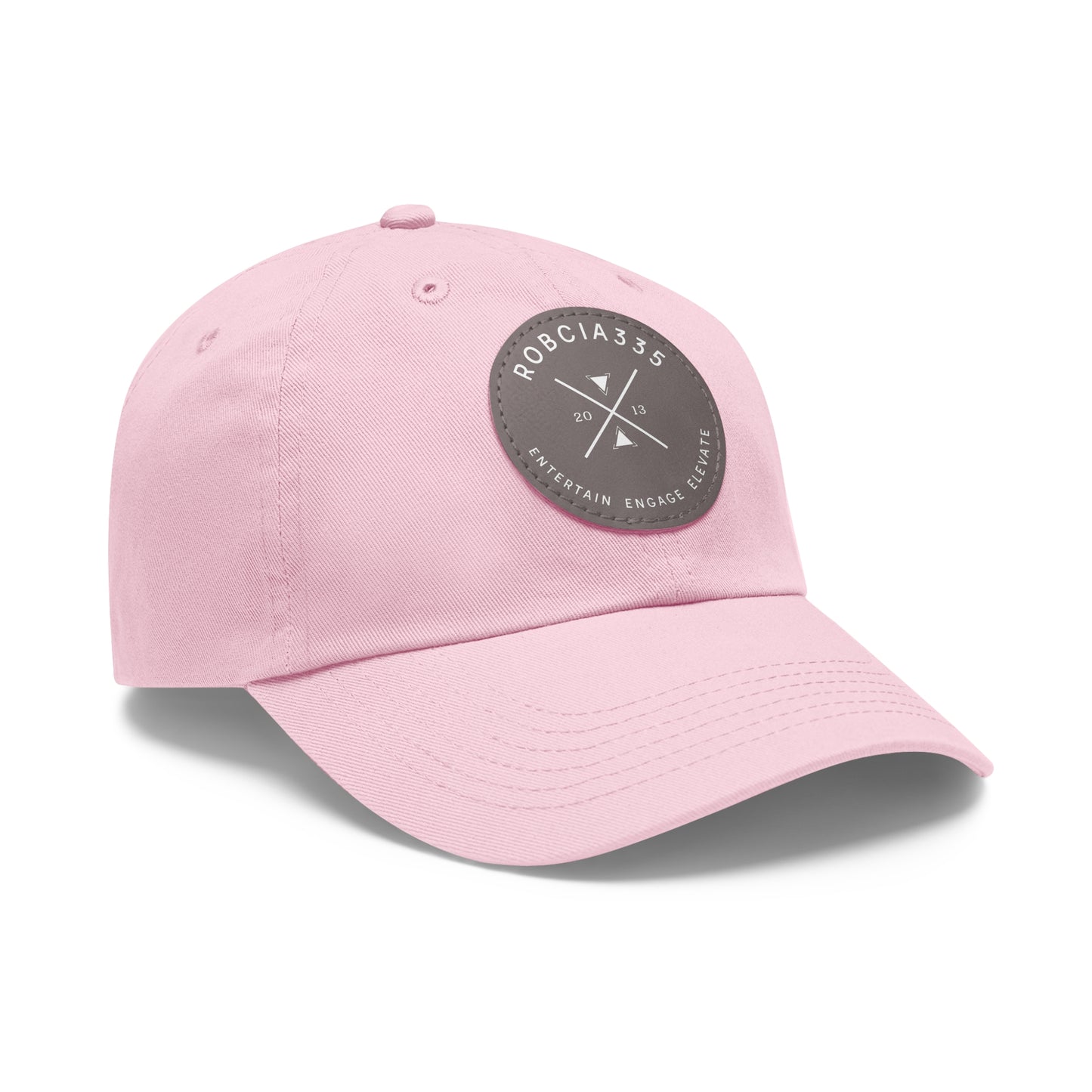 "Robcia335 Est. 2013" Dad Hat with Leather Patch (Round)