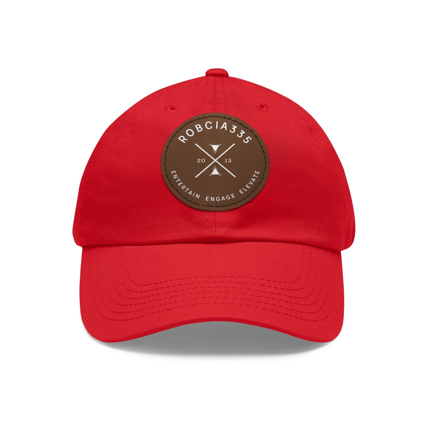 "Robcia335 Est. 2013" Dad Hat with Leather Patch (Round)