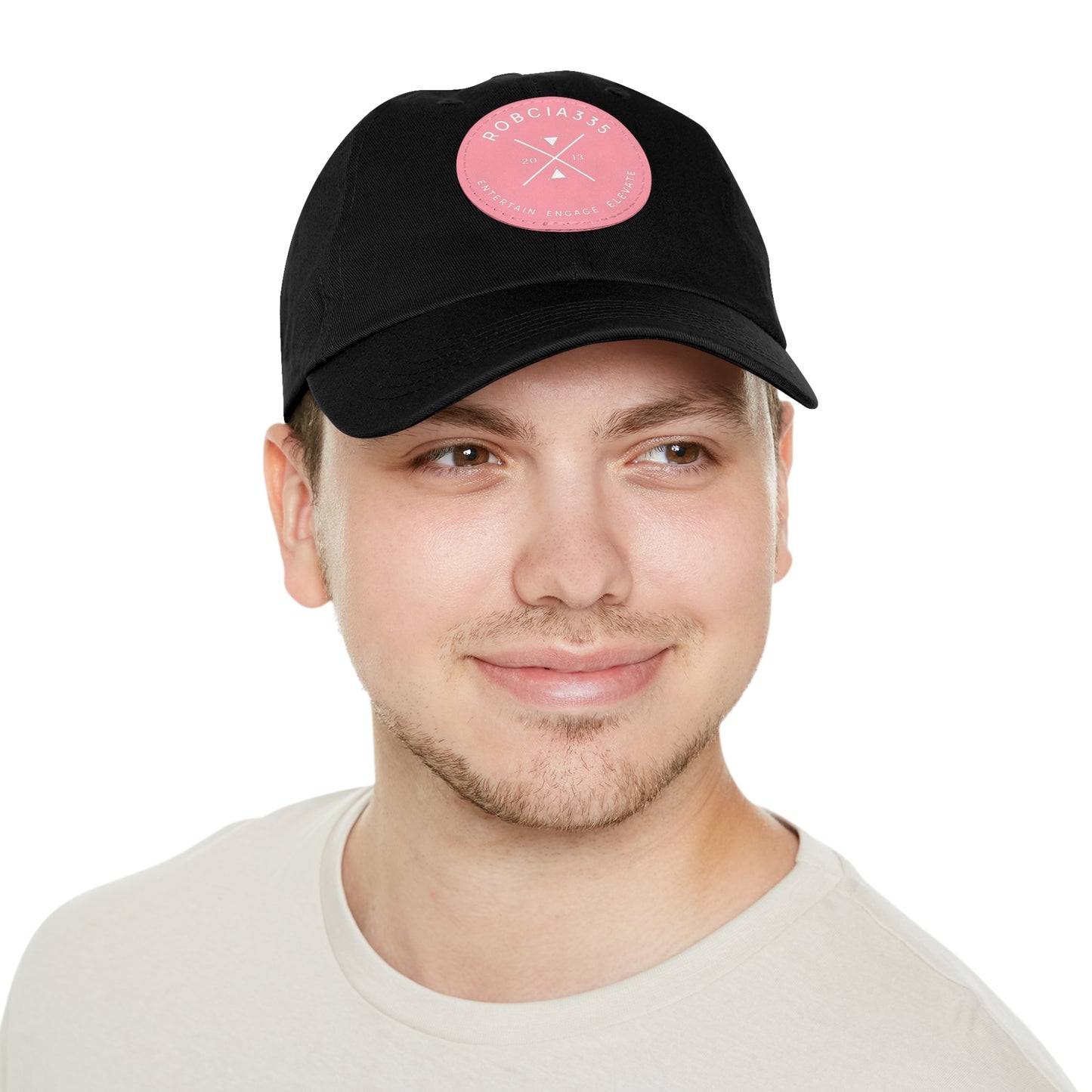 "Robcia335 Est. 2013" Dad Hat with Leather Patch (Round)