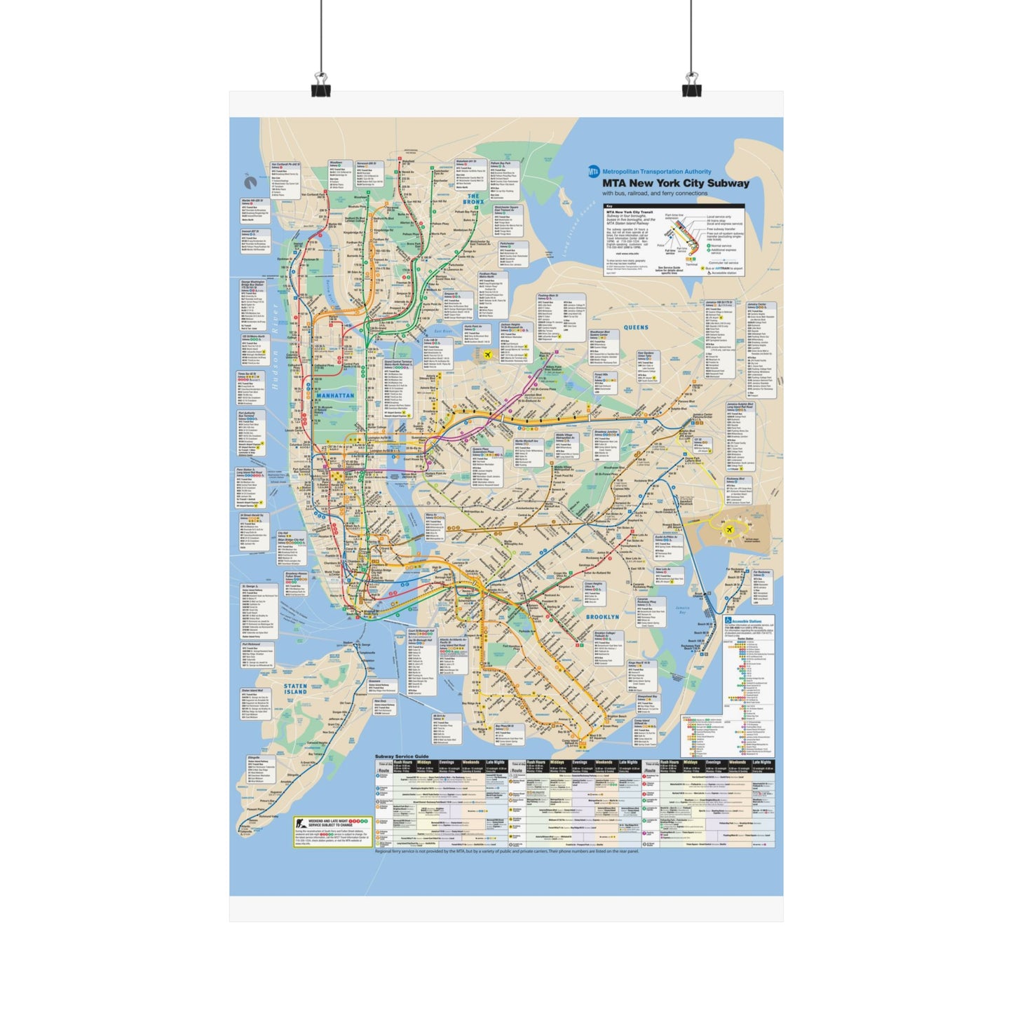 MTA NYC Subway Map April 2007 Poster, Urban Home Decor, City Gifts, Wall Art
