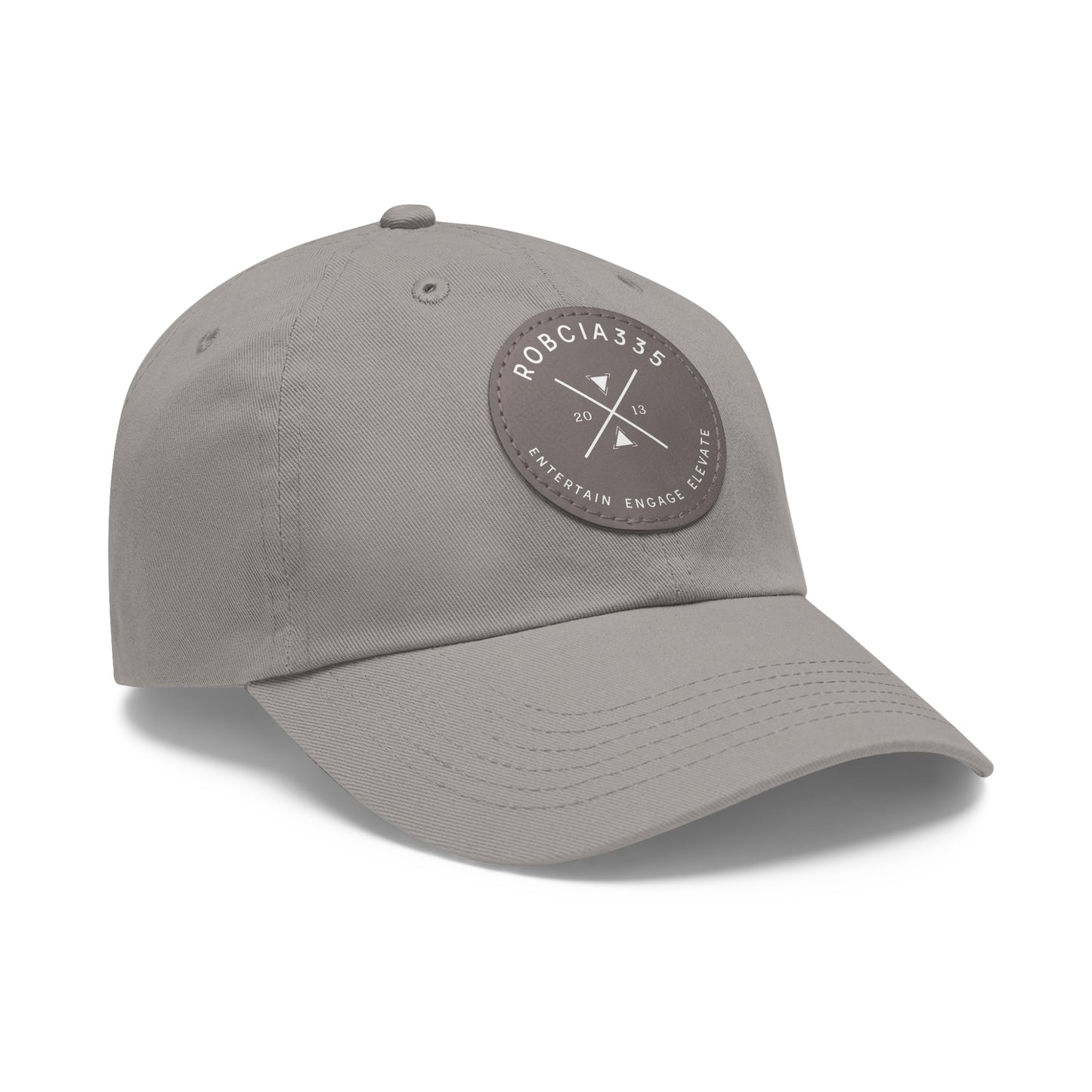 "Robcia335 Est. 2013" Dad Hat with Leather Patch (Round)