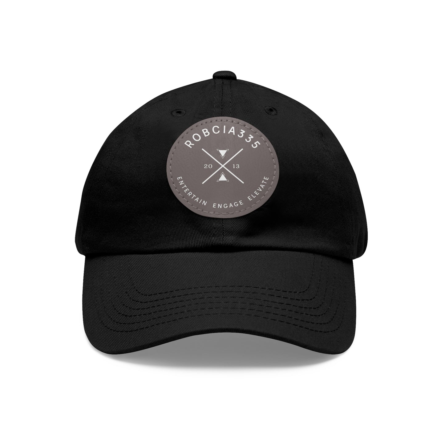 "Robcia335 Est. 2013" Dad Hat with Leather Patch (Round)
