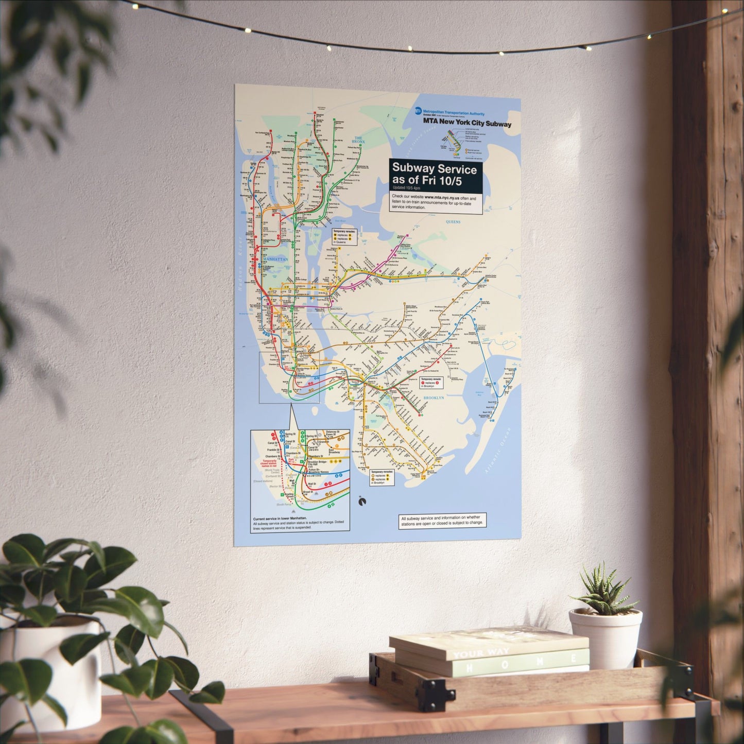 MTA NYC Subway Map Poster October 5, 2001 (1 Month After 9/11)