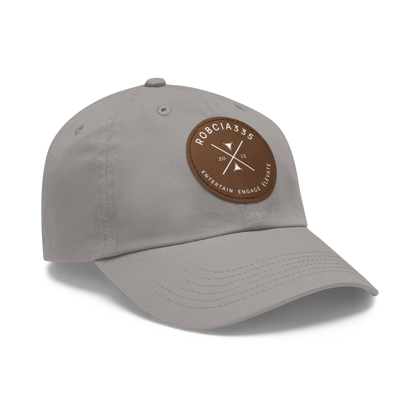 "Robcia335 Est. 2013" Dad Hat with Leather Patch (Round)