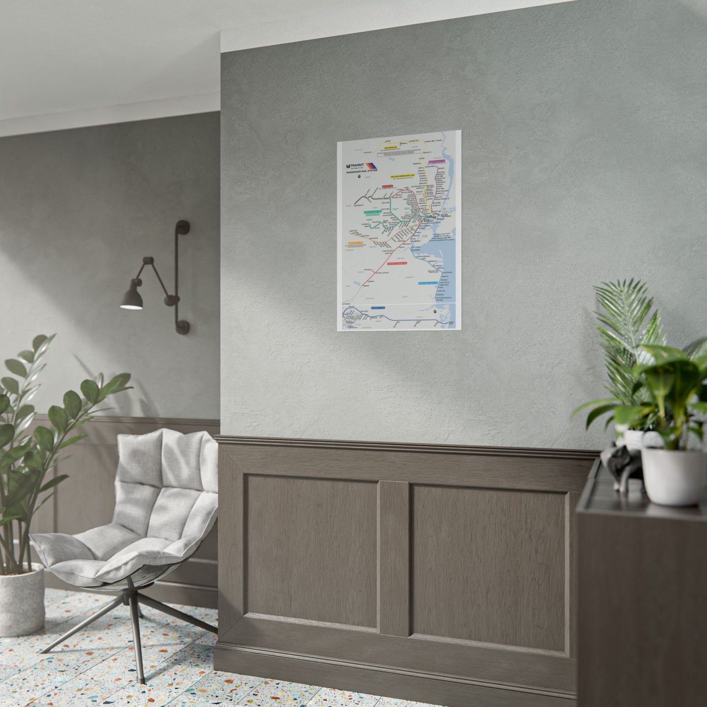 NJ Transit Map October 2001 Art Print, Wall Decor, Public Transport Poster